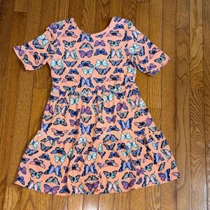 Falls Creek Butterfly Print Kids Dress - Peach